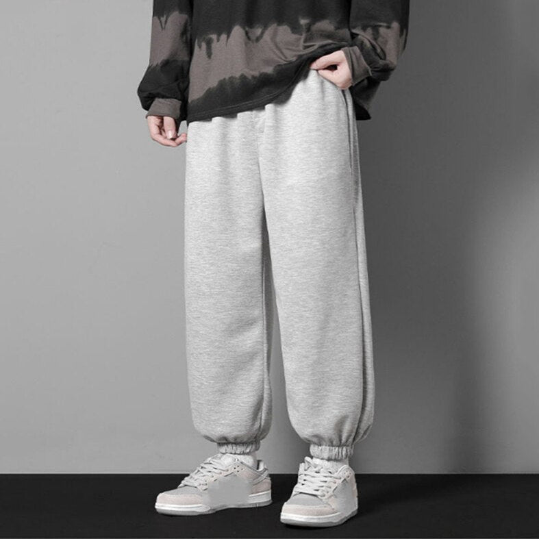 Men's Baggy Sweatpants – Drawstring Waist Ribbed Cuff Ankle Streetwear Lounge