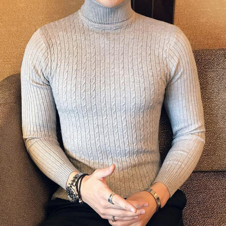 Men's Cable Knit Turtleneck Sweater – Long Sleeve Smart Casual Everyday Wear