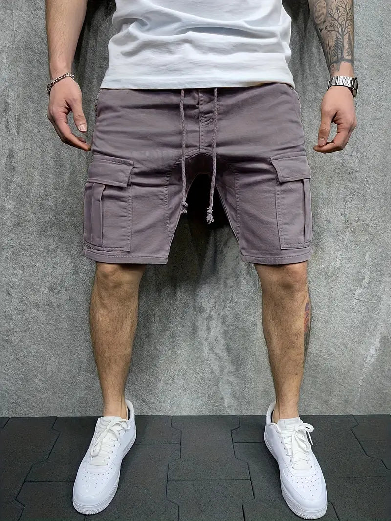 Men's Cargo Shorts – Drawstring Flap Pocket Mid Length Summer Casual