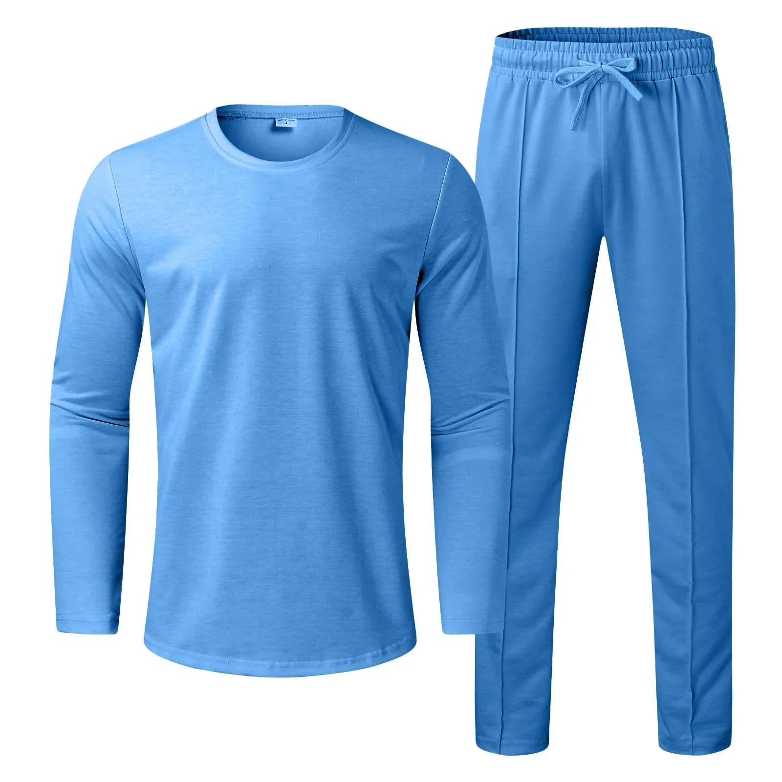 Men's Casual 2-Piece Lounge Set – Crew Neck Long Sleeve Drawstring Jogger