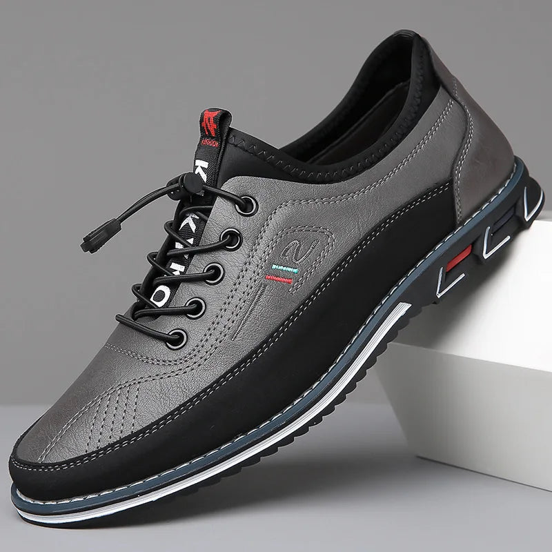 Men's Casual Lace-Up Low Top Shoes – Round Toe Stitched Panel Urban Walking