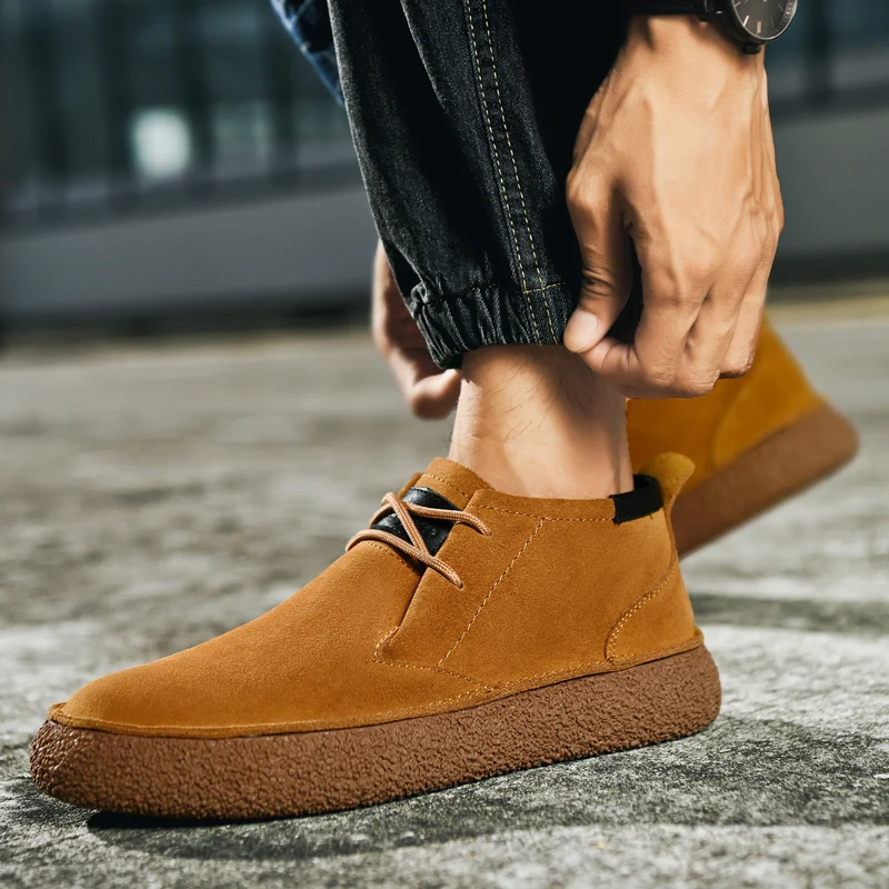 Men's Casual Suede Lace Up Ankle Shoes – Low Top Chukka Outdoor