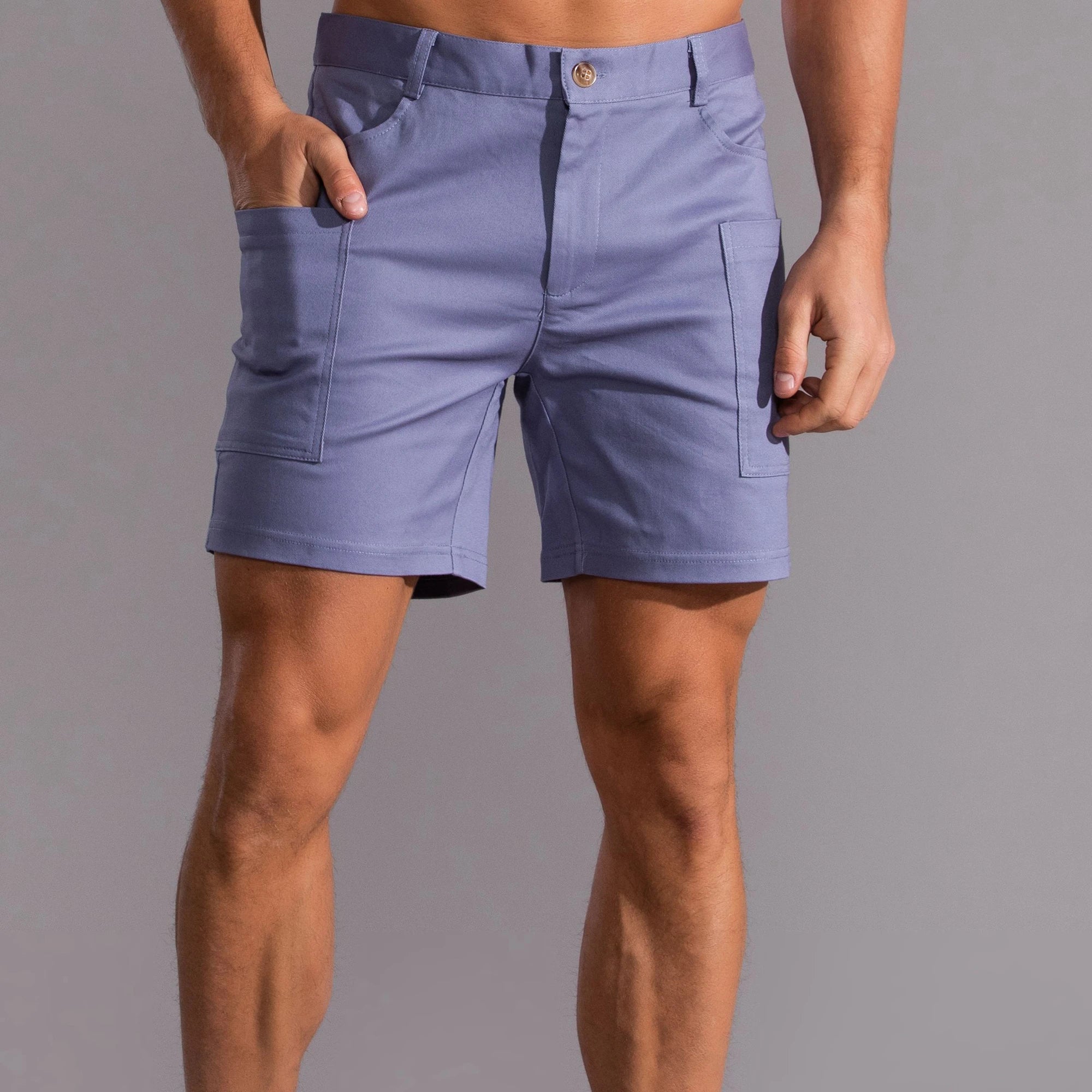 Men's Chino Shorts – Button Fly Patch Pocket Short Length Summer Casual