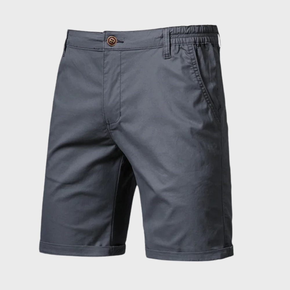 Men's Chino Shorts – Pull On Button Fly Back Pocket Mid Length Casual