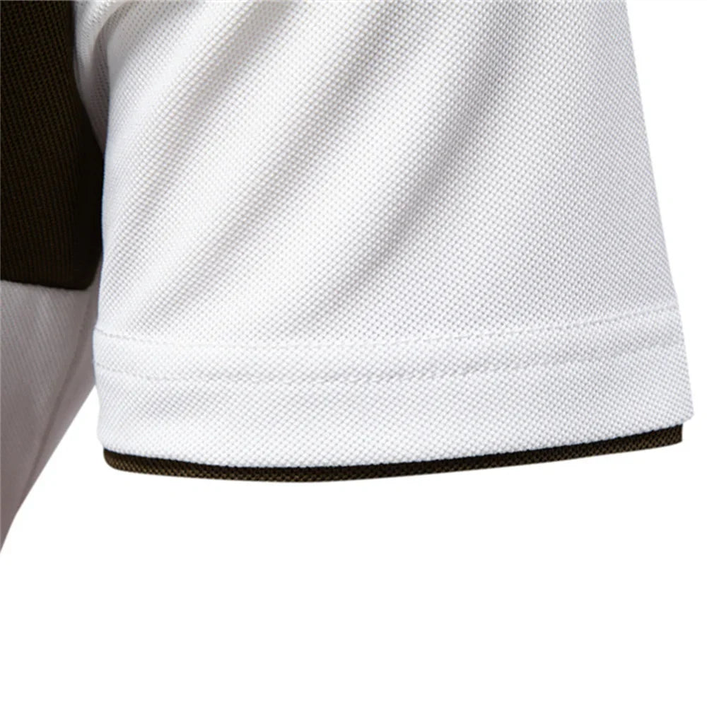 Men's Color Block Polo Shirt – Open Placket Embroidered Giraffe Golf