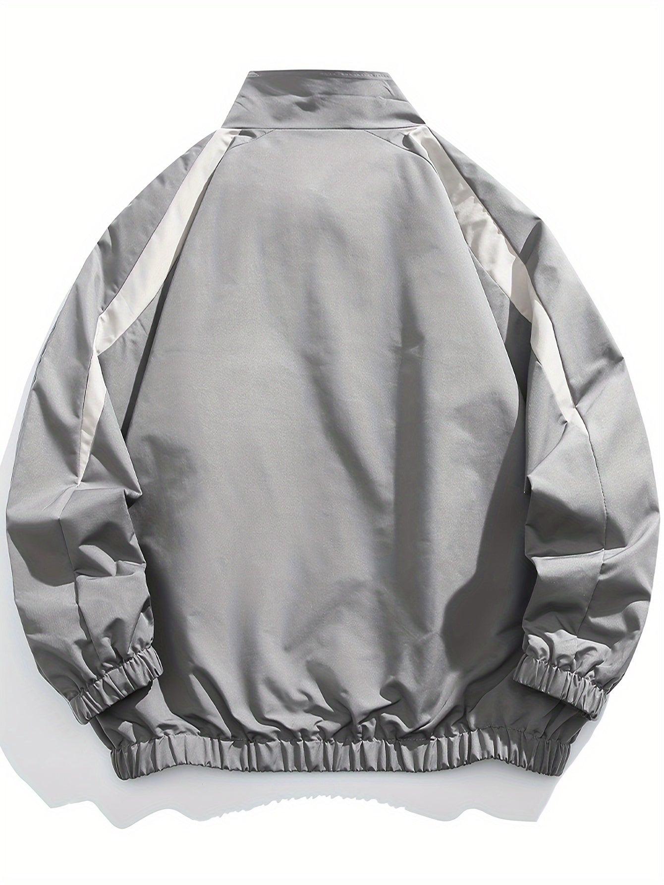Men's Color Block Zip Front Windbreaker Jacket – Stand Collar Long Sleeve Outdoor Wear