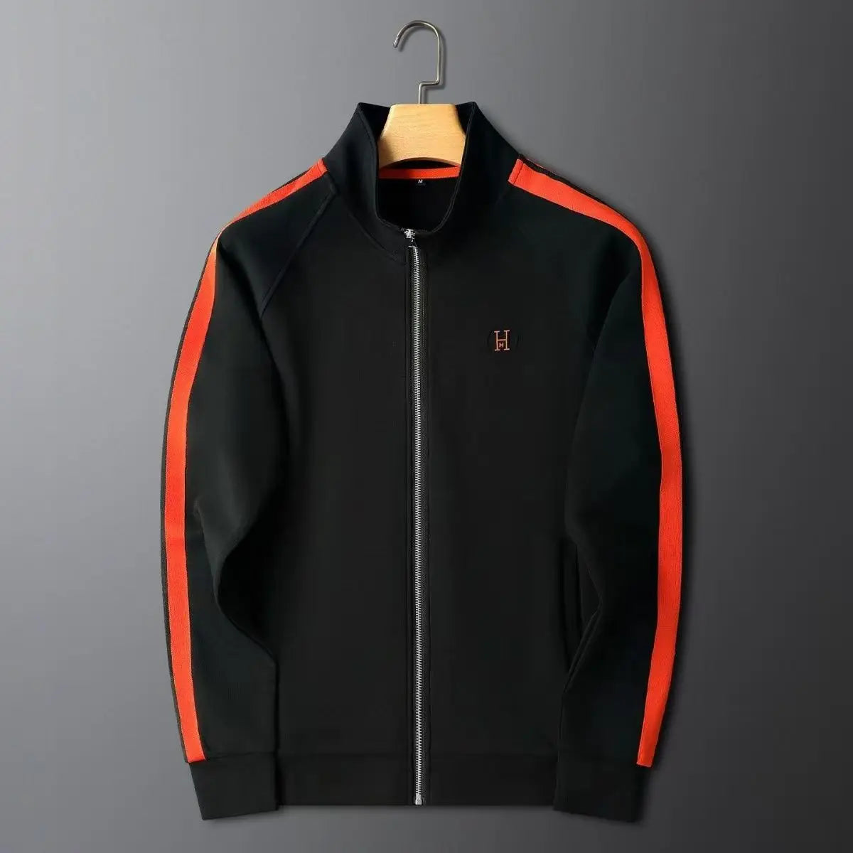 Men's Colour Block 2-Piece Tracksuit – Stand Collar Zip Up Straight Leg Set