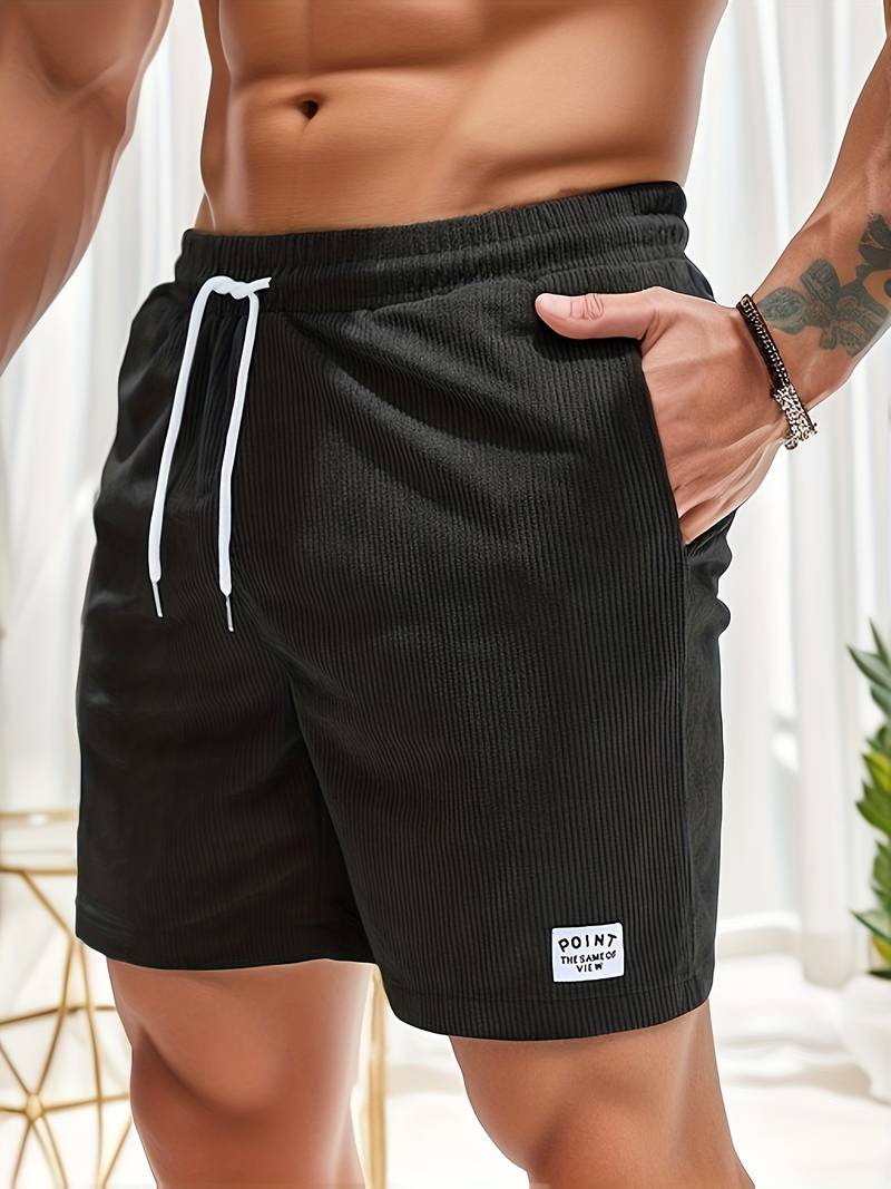 Men's Corduroy Drawstring Shorts – Pull On Side Pocket Beach Casual