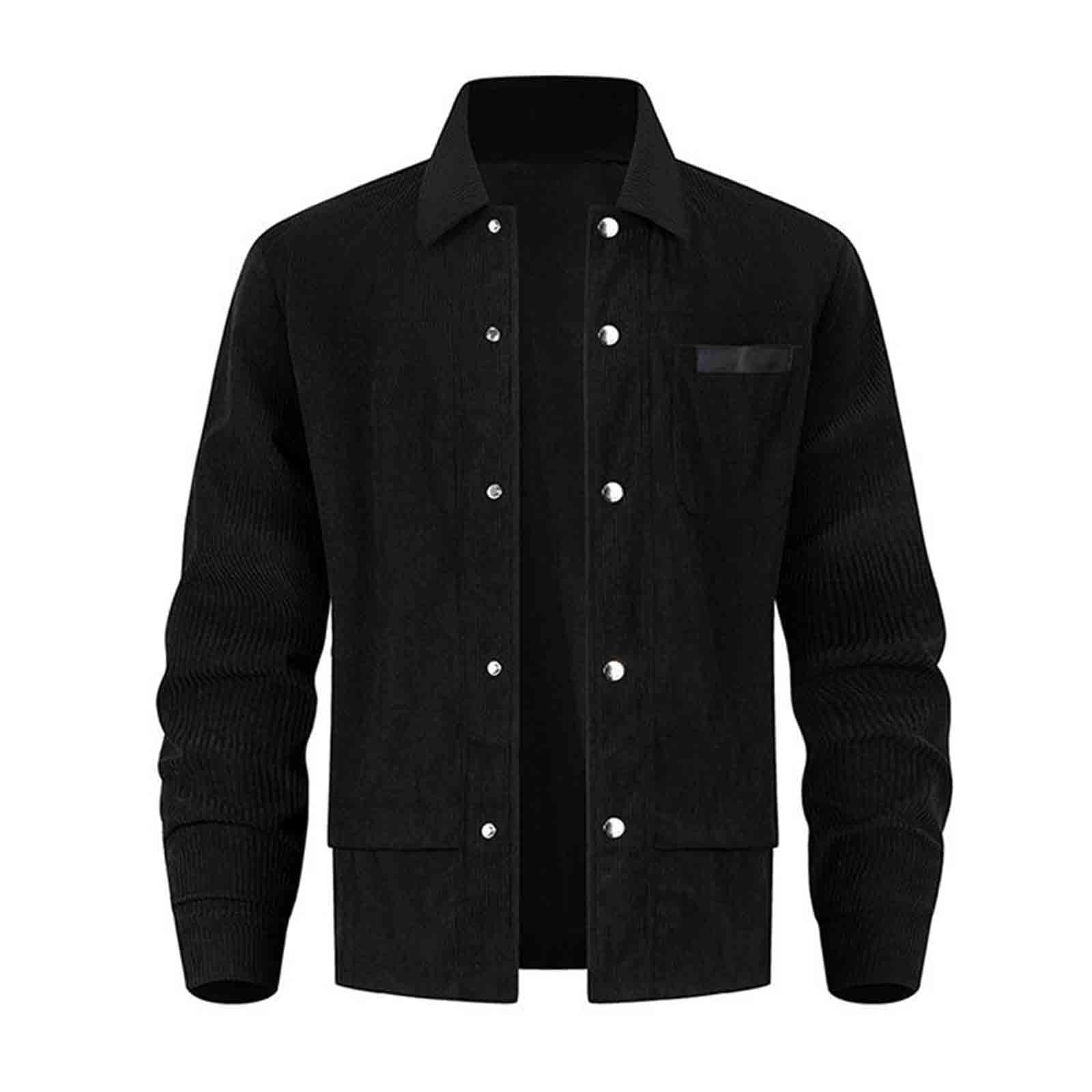Men's Corduroy Solid Shacket – Snap Button Chest Pocket Casual Wear