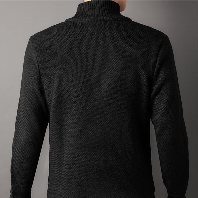 Men's Full Zip Stand Collar Knit Cardigan – Slash Pocket Long Sleeve Casual