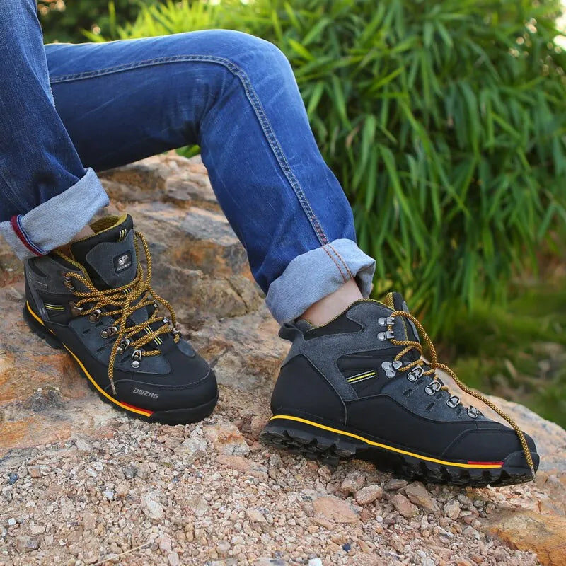 Men's High Top Lace Up Hiking Shoes – Closed Toe Ankle Boot Outdoor Trail