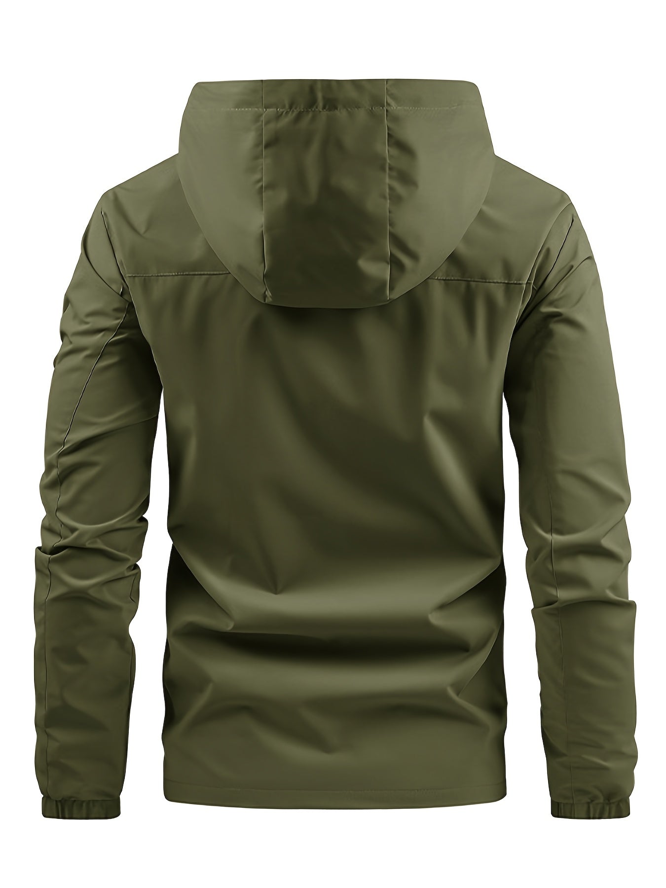 Men's Hooded Zip Front Windbreaker Jacket – Chest Pocket Long Sleeve Outdoor Wear