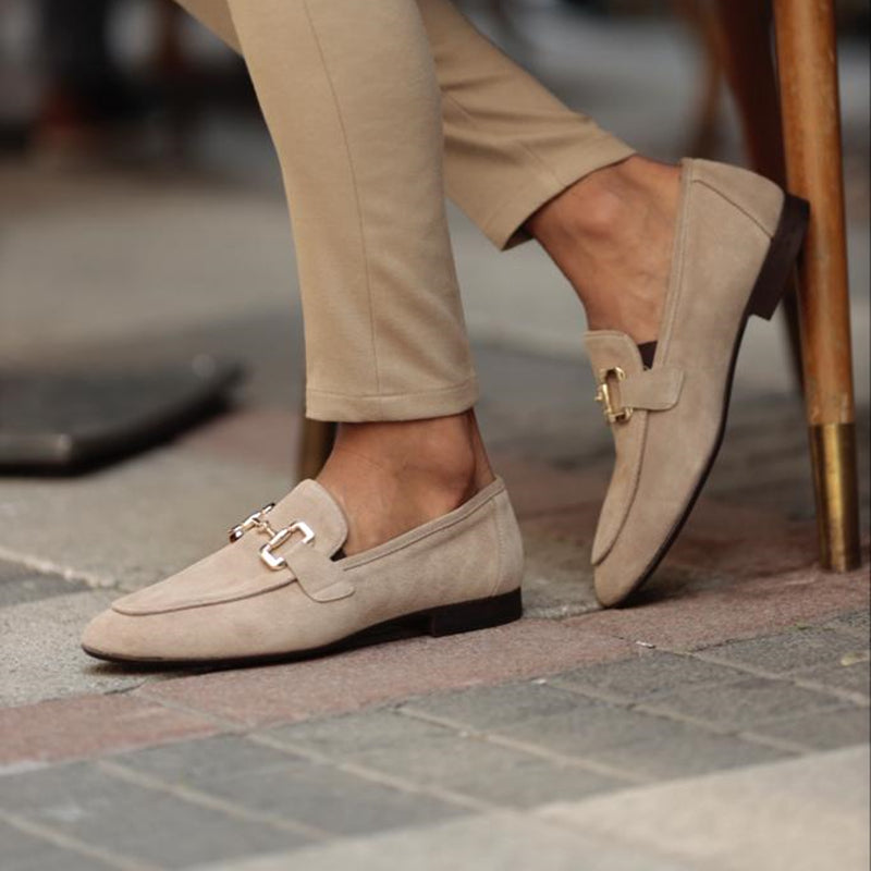 Men's Horsebit Slip-On Loafers – Round Toe Flat Heel Smart Casual Shoes