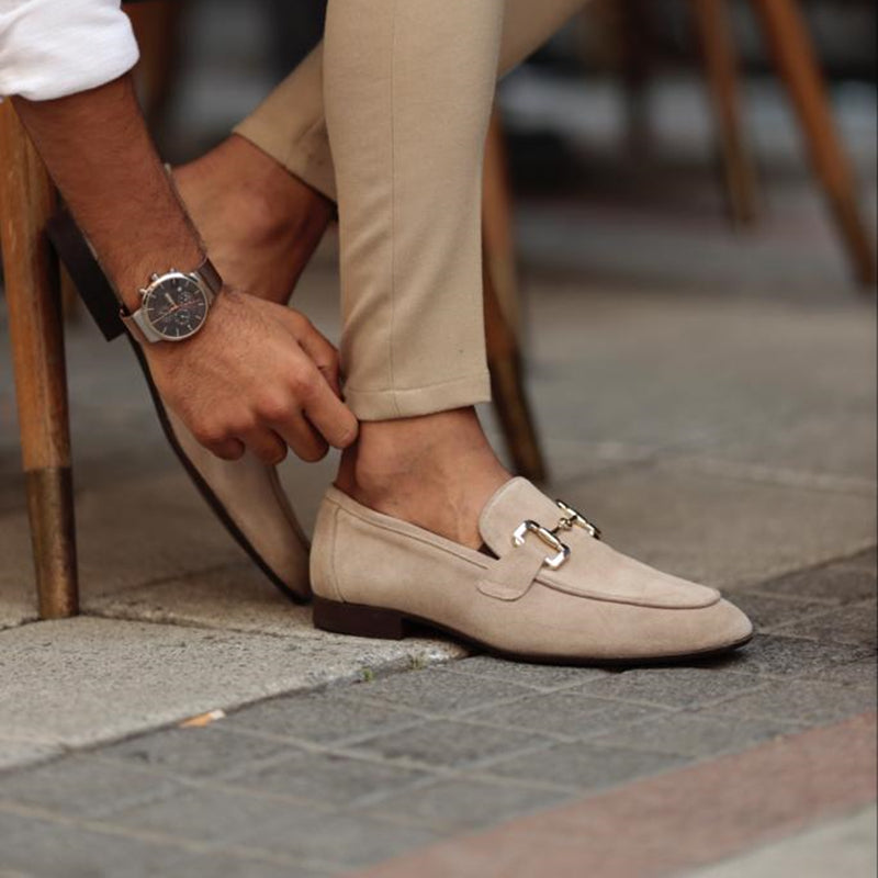 Men's Horsebit Slip-On Loafers – Round Toe Flat Heel Smart Casual Shoes