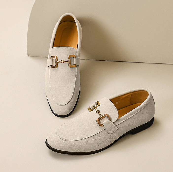 Men's Horsebit Slip-On Loafers – Round Toe Flat Heel Smart Casual Shoes