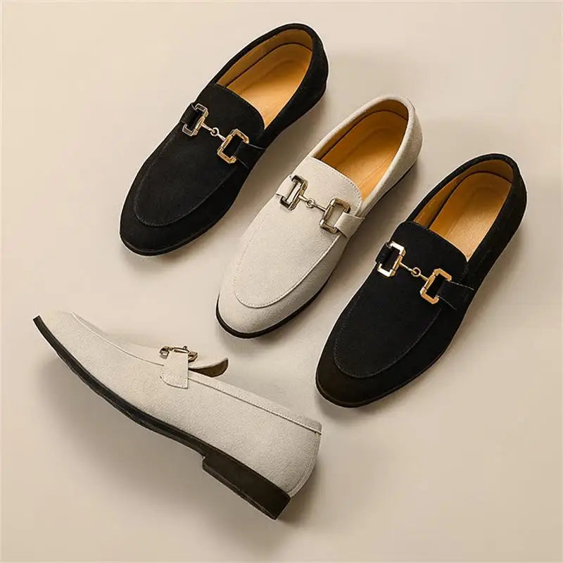 Men's Horsebit Slip-On Loafers – Round Toe Flat Heel Smart Casual Shoes