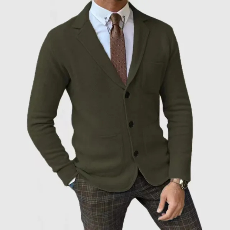 Men's Knit Notch Lapel Blazer – Two Button Patch Pocket Smart Casual