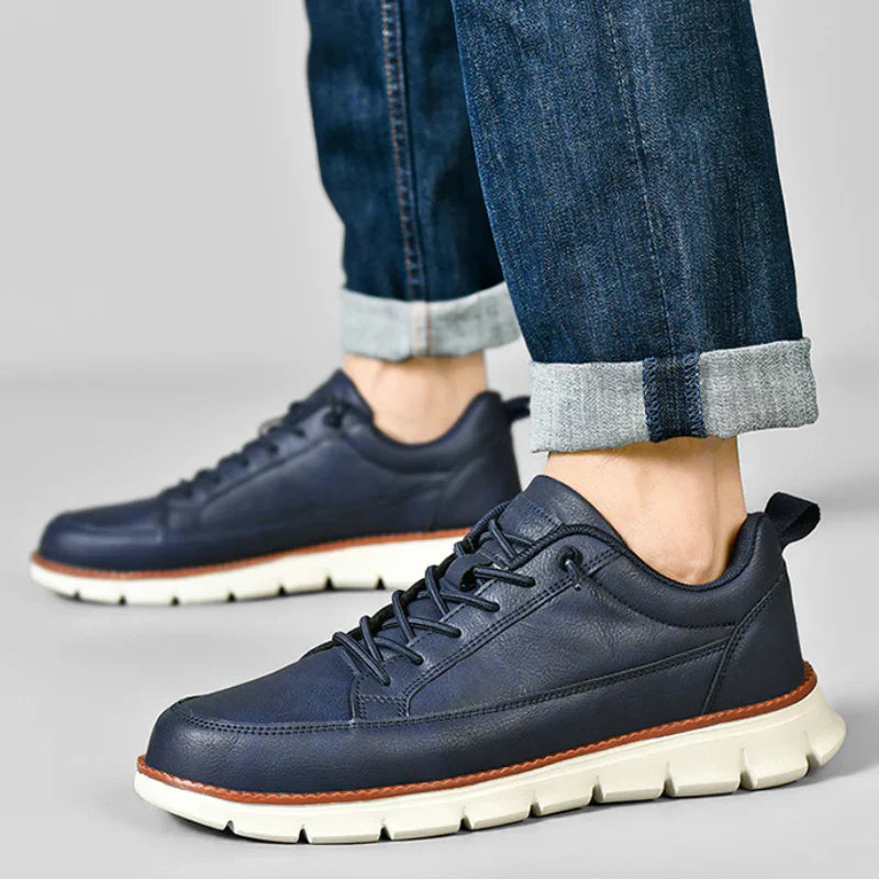 Men's Lace Up Low Top Casual Sneakers – Plain Moc Toe Chunky Sole Everyday