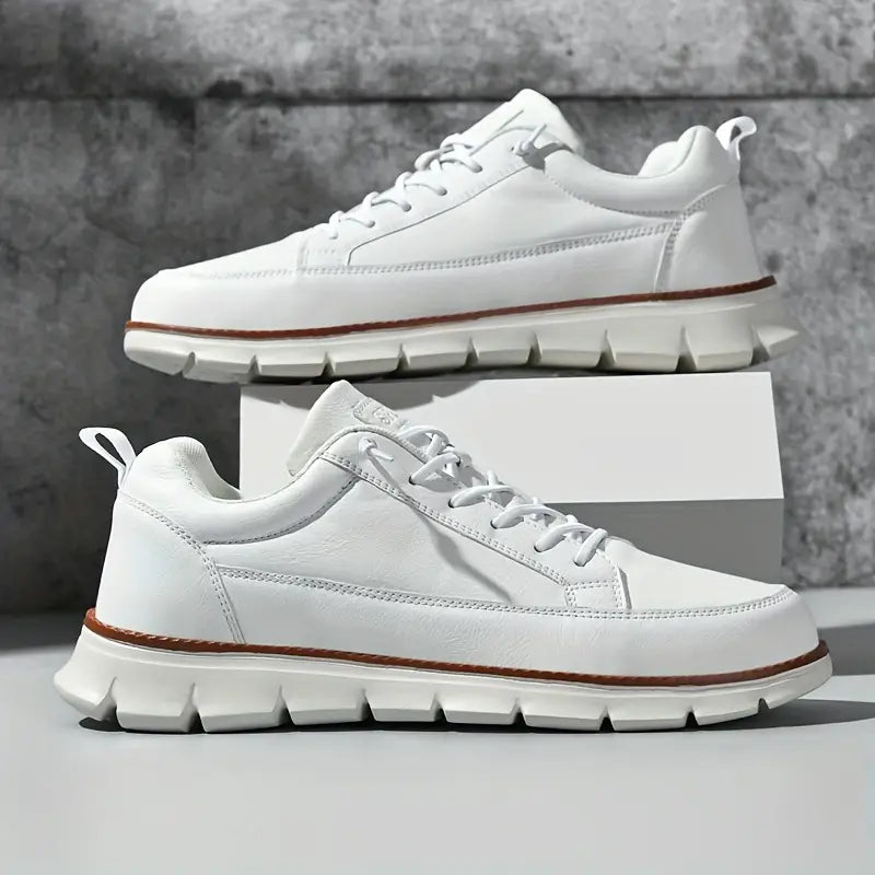 Men's Lace Up Low Top Casual Sneakers – Plain Moc Toe Chunky Sole Everyday