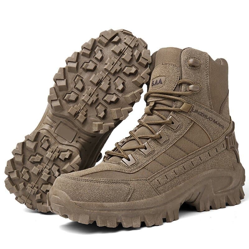 Men's Lace-Up Tactical Slip Resistant Work Boots – Side Zip Outdoor Hiking