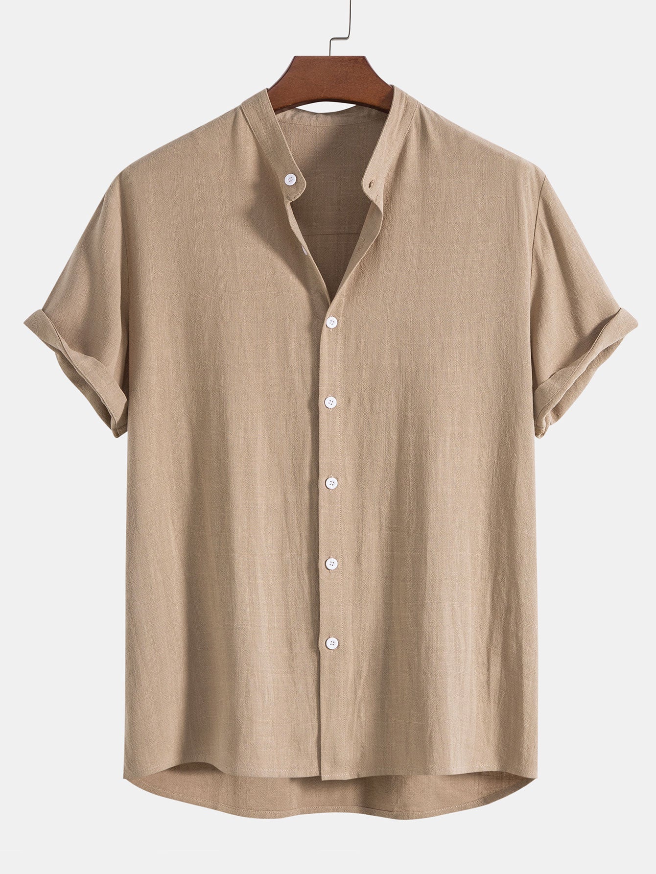 Men's Linen Two Piece Set – Short Sleeve Shirt Drawstring Trousers Summer Casual