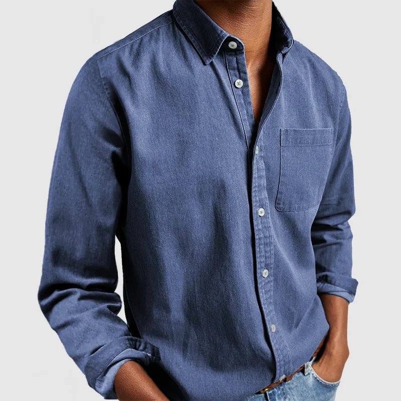 Men's Long Sleeve Button Down Shirt – Point Collar Chest Pocket Smart Casual