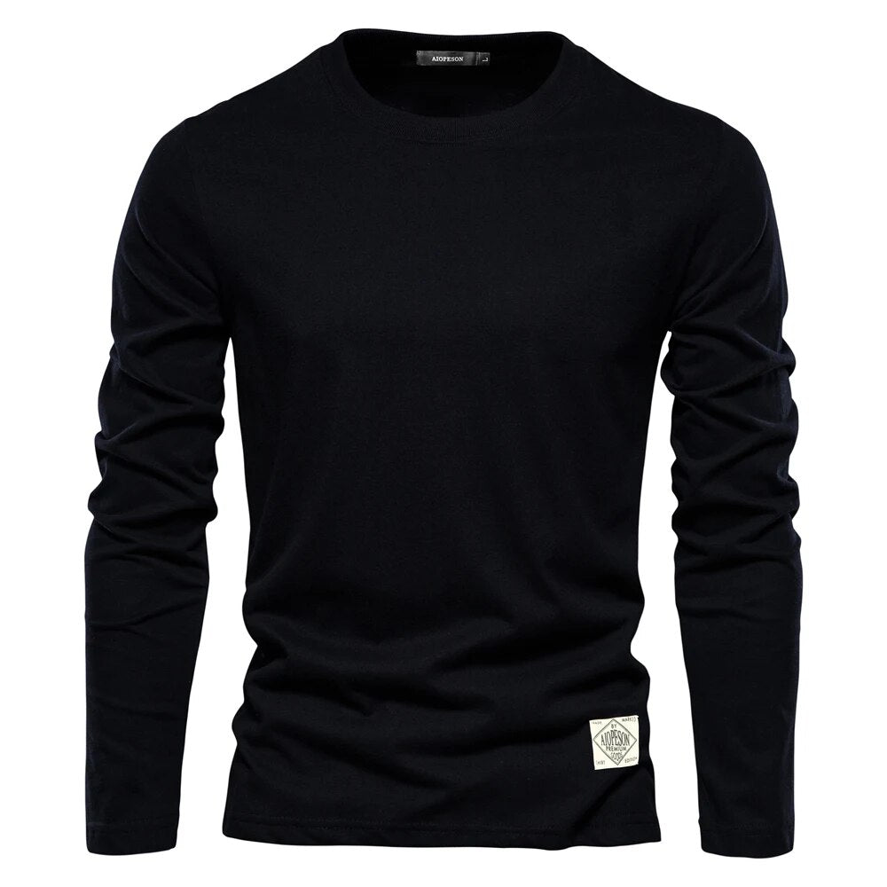 Men's Long Sleeve Crew Neck T-Shirt – Unprinted Woven Label Everyday