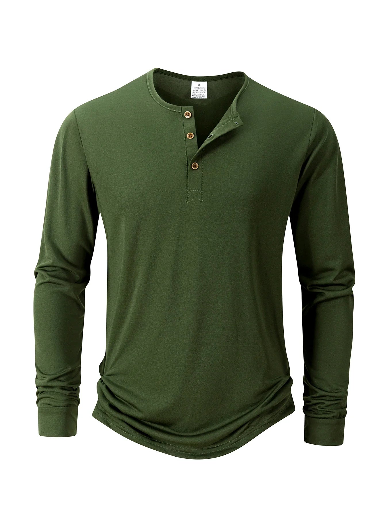 Men's Long Sleeve Henley T-Shirt – Button Placket Round Neck Casual Everyday