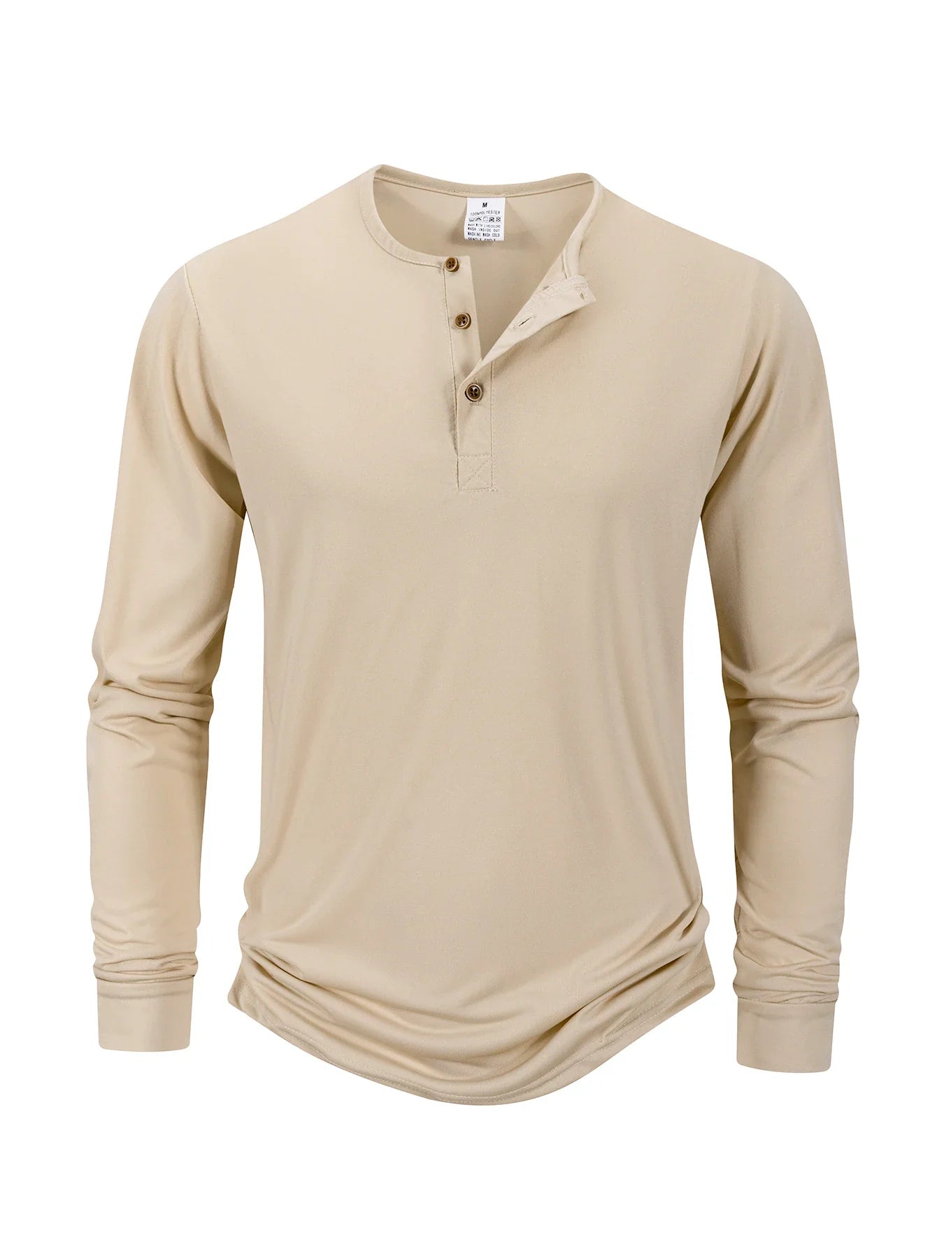 Men's Long Sleeve Henley T-Shirt – Button Placket Round Neck Casual Everyday