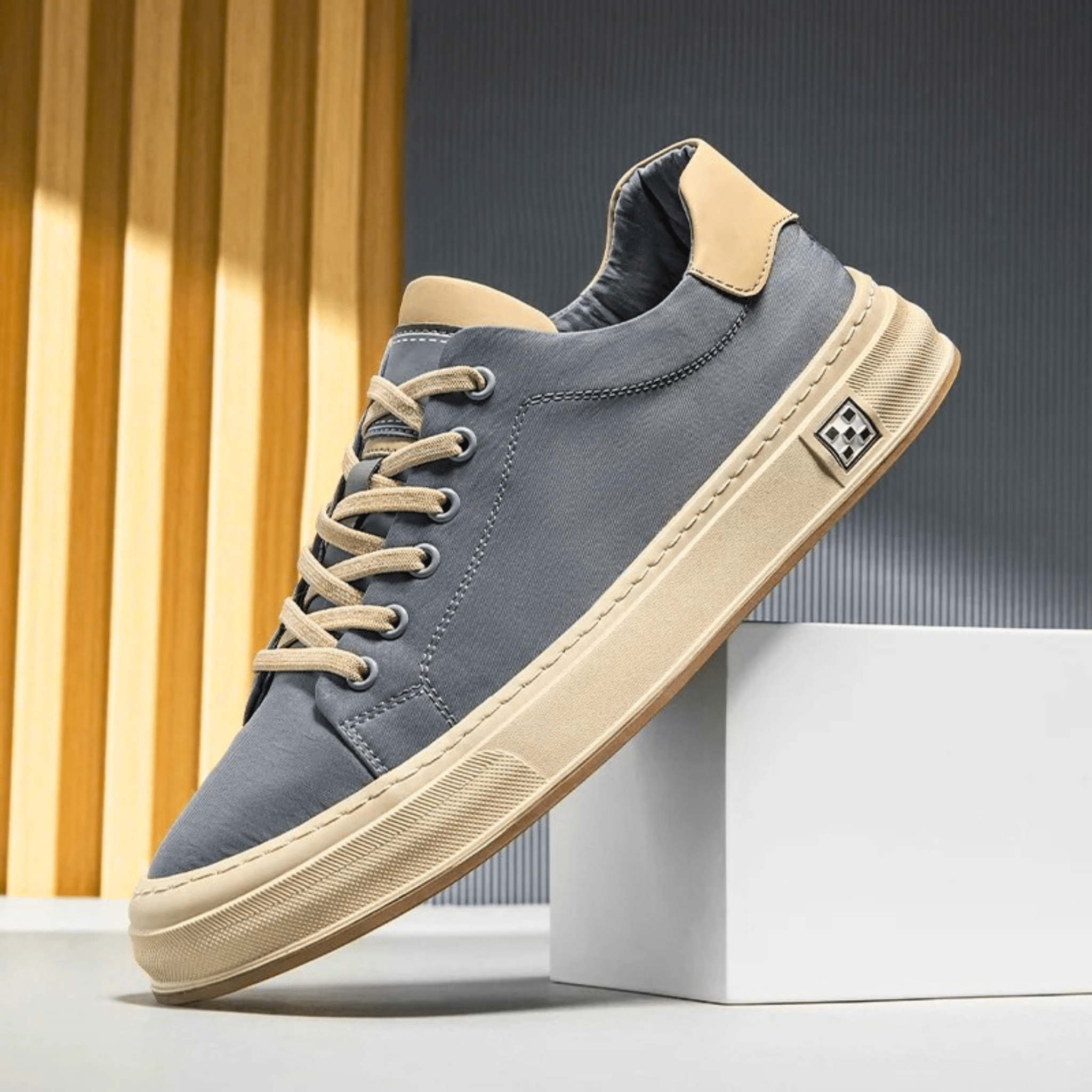 Men's Low Top Lace Up Contrast Sole Sneaker – Casual Skate Everyday