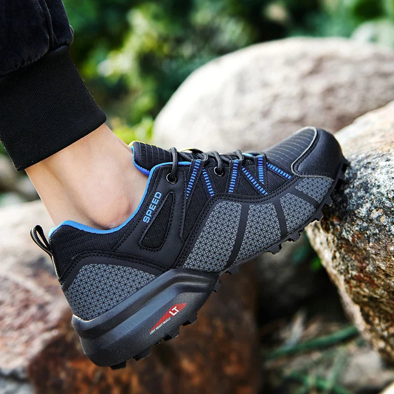 Men's Low Top Lace Up Hiking Shoes – Mesh Upper Lugged Sole Trail Trekking