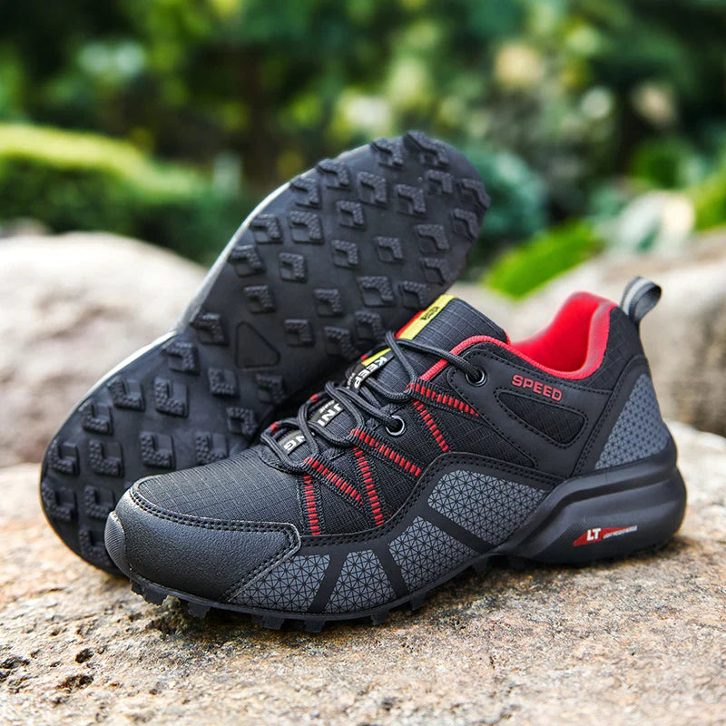 Men's Low Top Lace Up Hiking Shoes – Mesh Upper Lugged Sole Trail Trekking