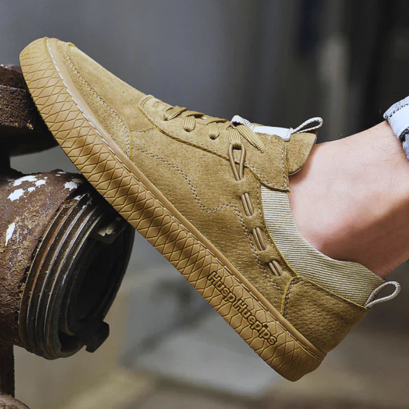Men's Low Top Lace Up Sneakers – Round Toe Suede Upper Skate Casual Shoes