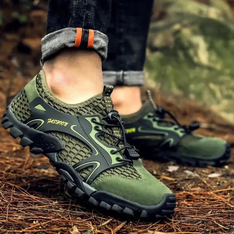 Men's Low Top Mesh Hiking Shoes – Lace Up Closed Toe Trail Sneaker