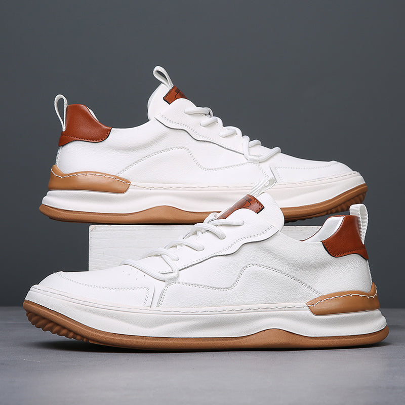 Men's Low Top Sneakers – Lace Up Contrast Detail Round Toe Casual Shoes