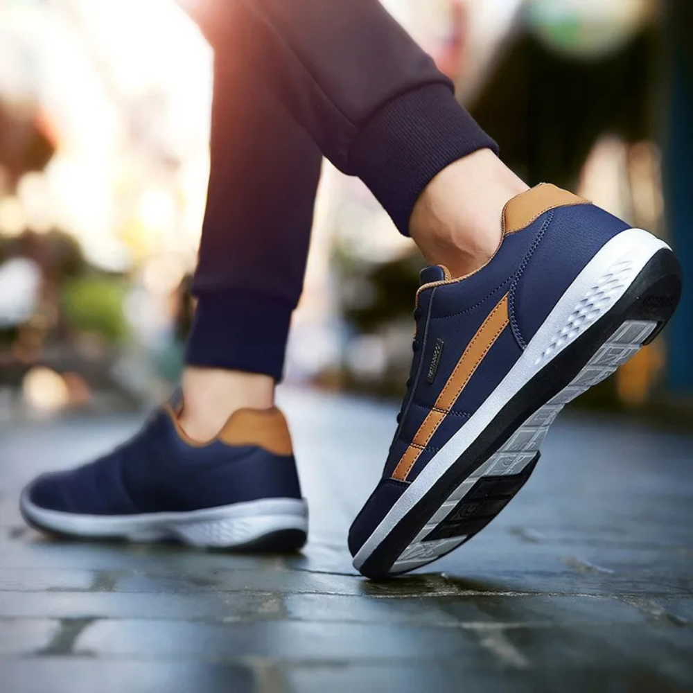 Men's Low Top Sneakers – Lace Up Contrast Panel Round Toe Everyday