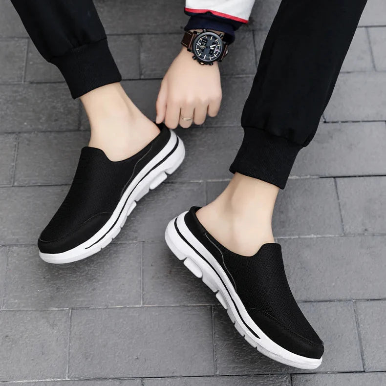 Men's Mesh Closed Toe Slip On Mule – Chunky Sole Backless Casual Sandal