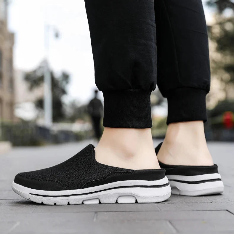 Men's Mesh Closed Toe Slip On Mule – Chunky Sole Backless Casual Sandal