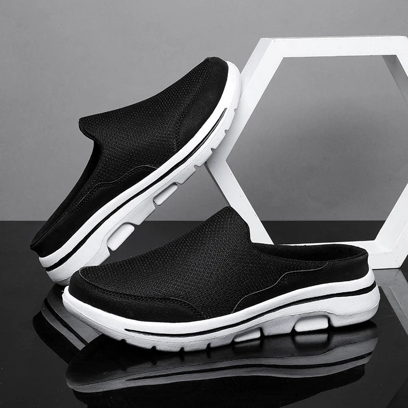 Men's Mesh Closed Toe Slip On Mule – Chunky Sole Backless Casual Sandal