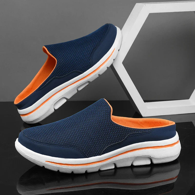 Men's Mesh Closed Toe Slip On Mule – Chunky Sole Backless Casual Sandal