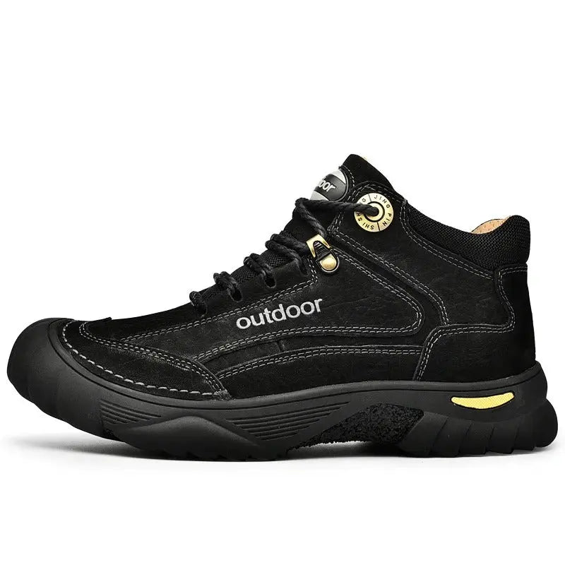 Men's Mid Top Lace Up Hiking Shoes – Chunky Lugged Outsole Outdoor Trail