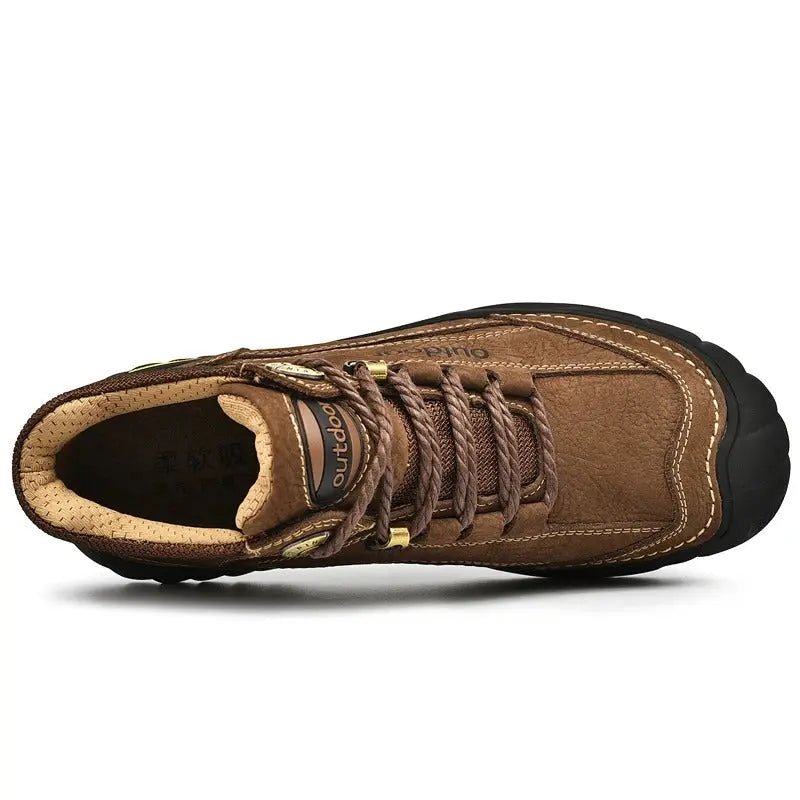 Men's Mid Top Lace Up Hiking Shoes – Chunky Lugged Outsole Outdoor Trail