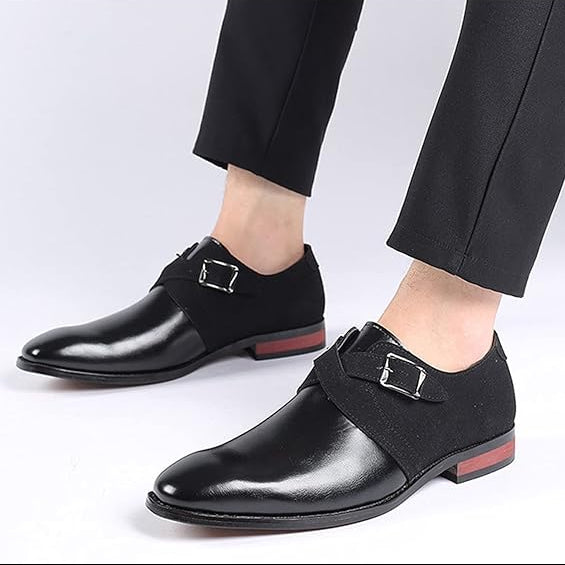 Men's Monk Strap Two Tone Dress Shoes – Double Buckle Pointed Toe Oxford