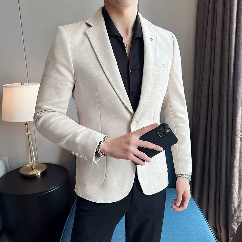 Men's Notch Lapel Single Breasted Blazer – Tailored Jacket Business