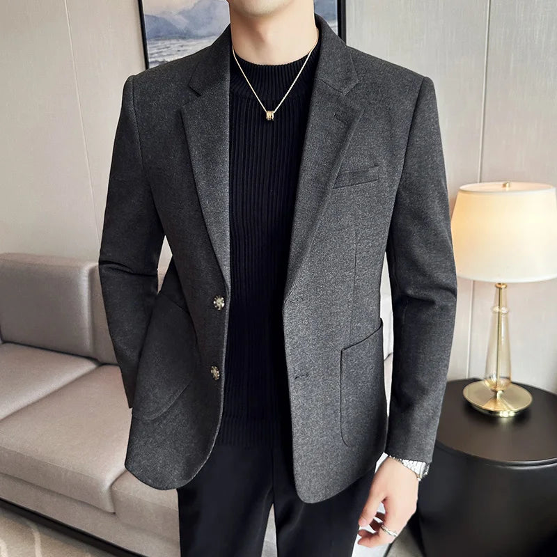 Men's Notch Lapel Two-Button Blazer – Tailored Jacket Formal