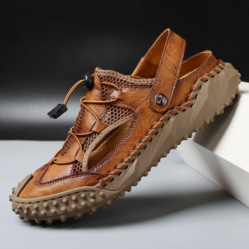 Men's Outdoor Closed Toe Slingback Sandals – Mesh Upper Nubbed Sole Hiking Trail