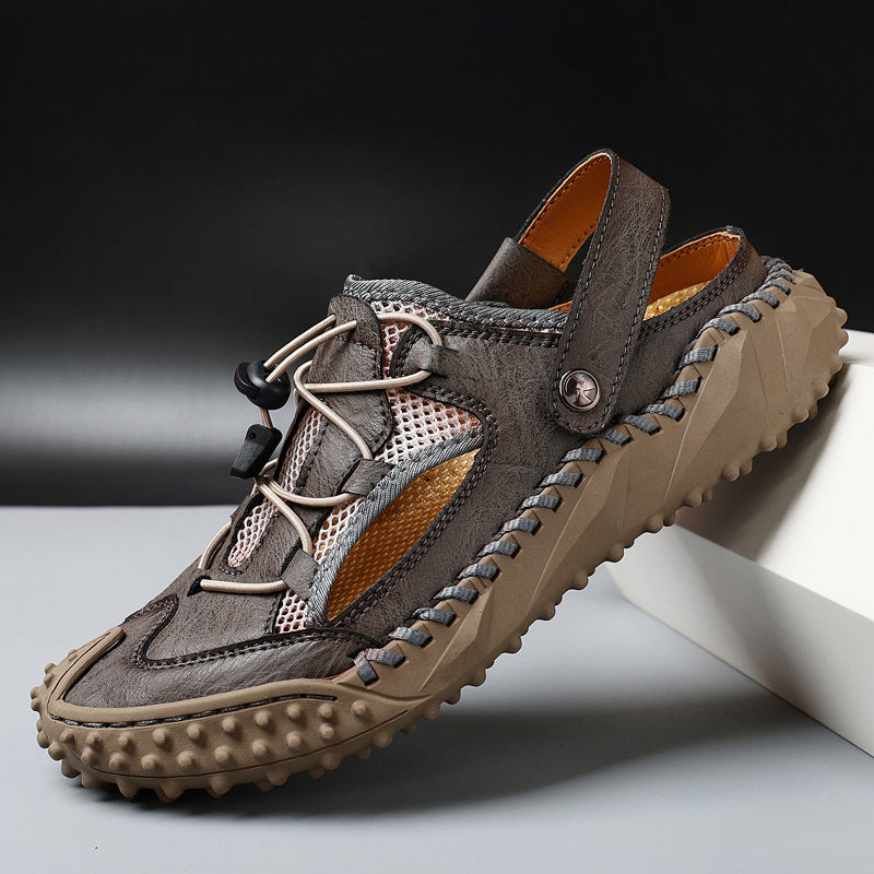 Men's Outdoor Closed Toe Slingback Sandals – Mesh Upper Nubbed Sole Hiking Trail