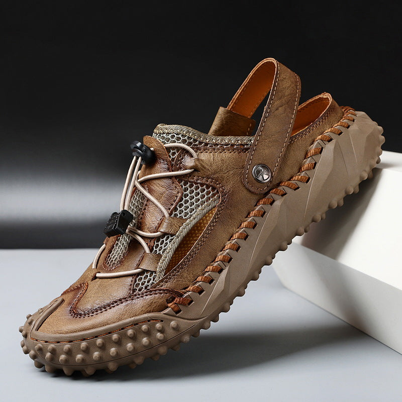 Men's Outdoor Closed Toe Slingback Sandals – Mesh Upper Nubbed Sole Hiking Trail