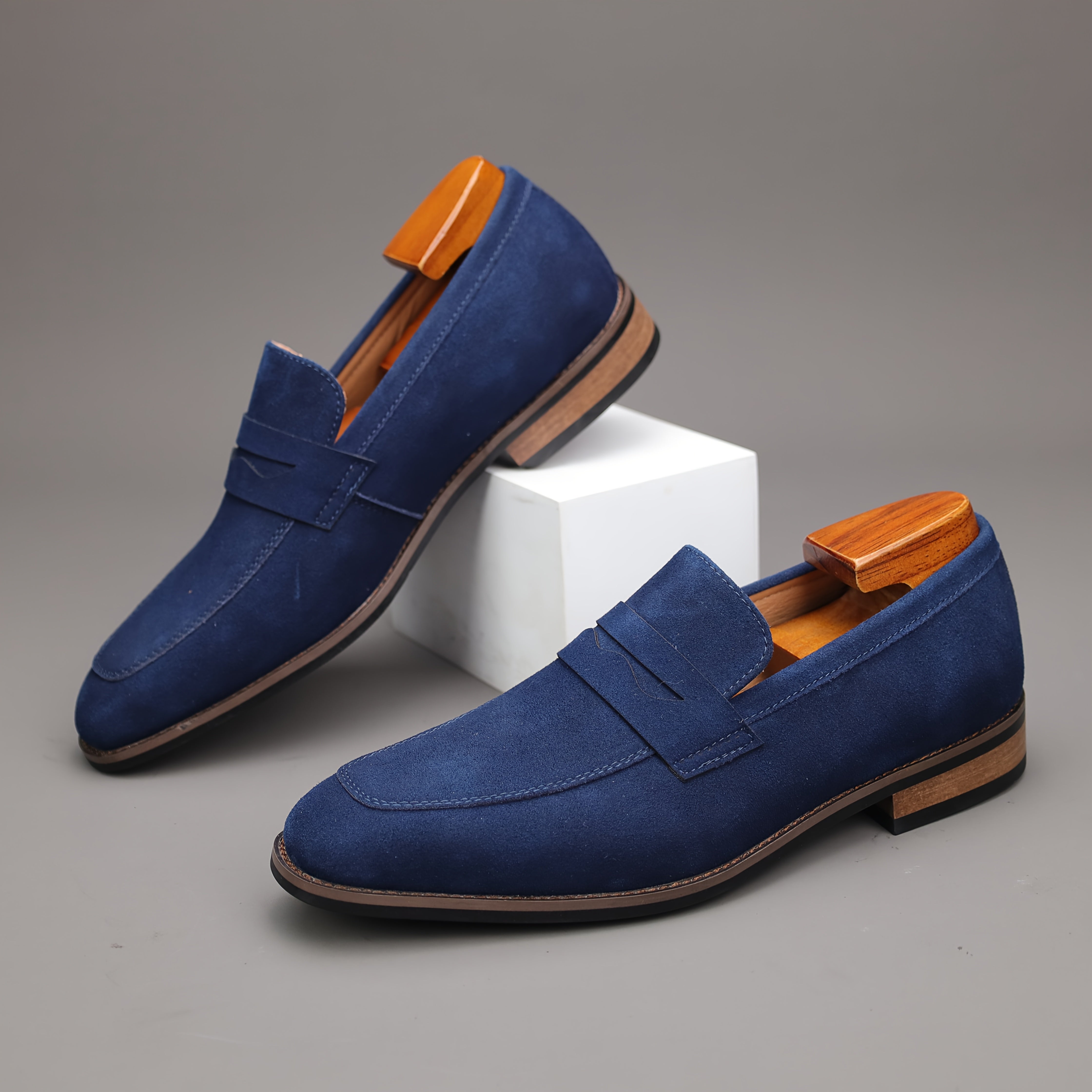 Men's Penny Loafer Slip On Shoes – Moc Toe Napped Upper Smart Casual Office