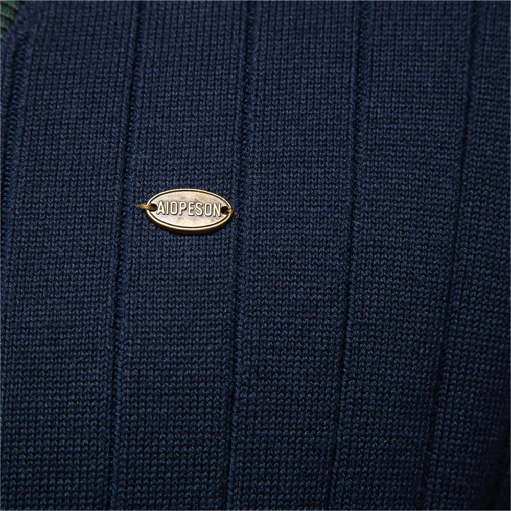 Men's Ribbed V Neck Button Cardigan – Contrast Trim Long Sleeve Casual Wear